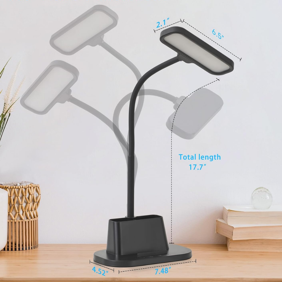 Greta – Multifunktionale LED-Schreibtischlampe mit Organizer und Uhr